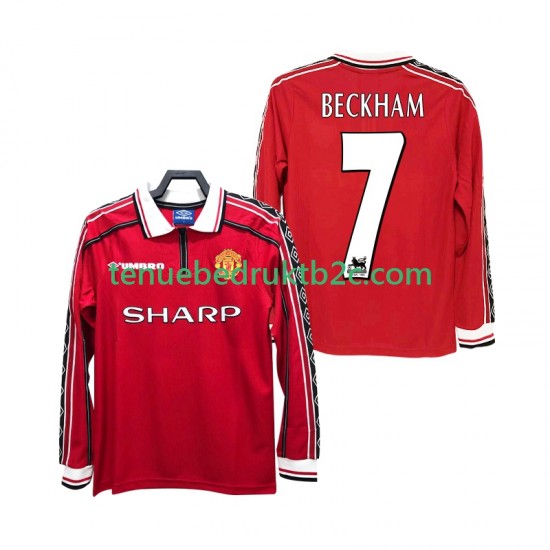 Thuisshirt Retro Manchester United BECKHAM 7 Mannen 1998 1999 L-S