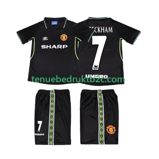 3de shirt Retro Manchester United Beckham 7 Voetbalteneu Kinderen 1998 1999 S-S
