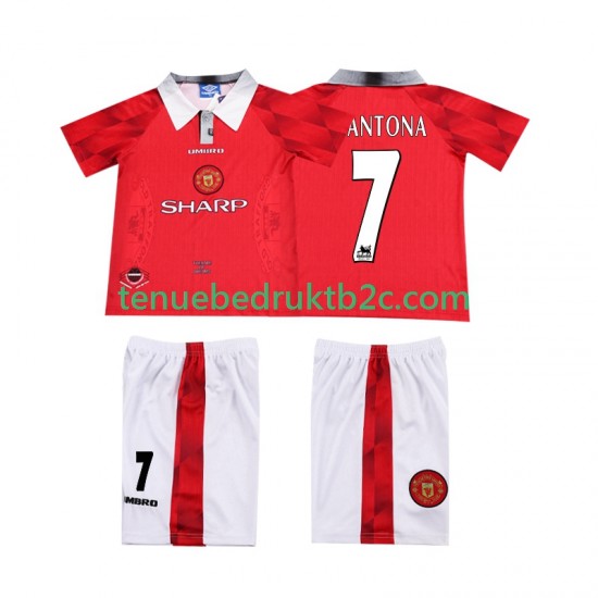 Thuisshirt Retro Manchester United CANTONA 7 1996 1997 Voetbalteneu Kinderen S-S