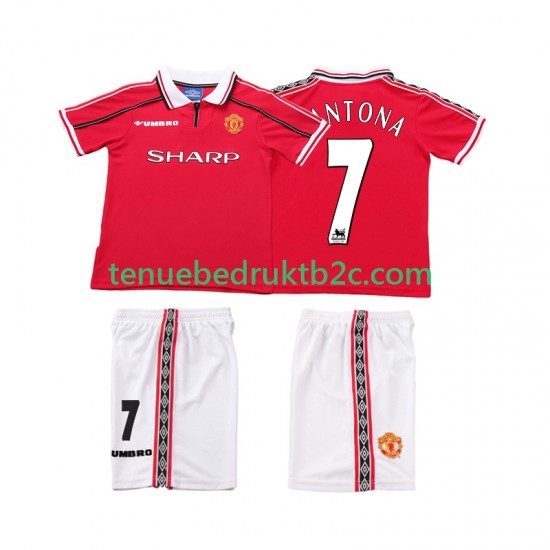 Thuisshirt Retro Manchester United CONTONA 7 Voetbalteneu Kinderen 1998 1999 S-S