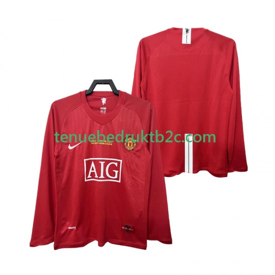 Thuisshirt Retro Manchester United Champions League 2007 Mannen 2008 L-S