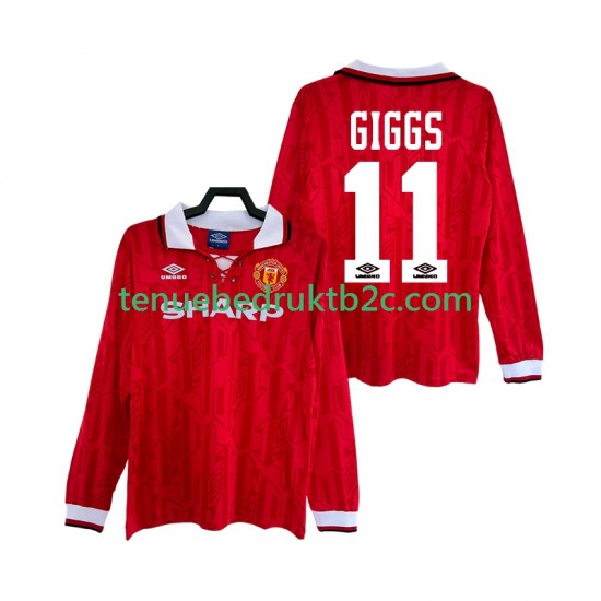 Thuisshirt Retro Manchester United GIGGS 11 1992 Mannen 1994 L-S