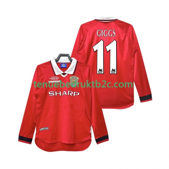 Thuisshirt Retro Manchester United Giggs 11 2000 Mannen 1999 L-S