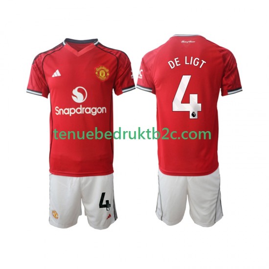 Thuisshirt Manchester United Matthijs de Ligt 4 Voetbalteneu Kinderen 2025-26 S-S