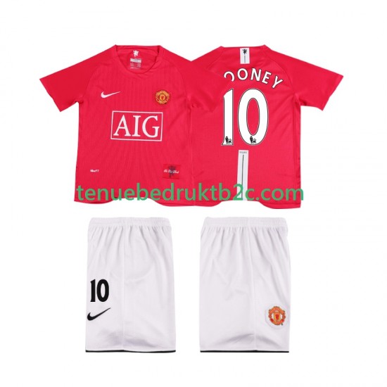 Thuisshirt Retro Manchester United ROONEY 10 Premier League 2007 Voetbalteneu Kinderen 2008 S-S