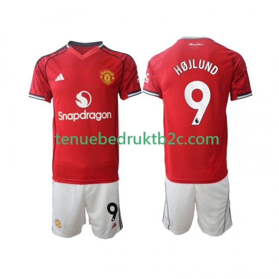 Thuisshirt Manchester United Rasmus Hojlund 9 Voetbalteneu Kinderen 2025-26 S-S