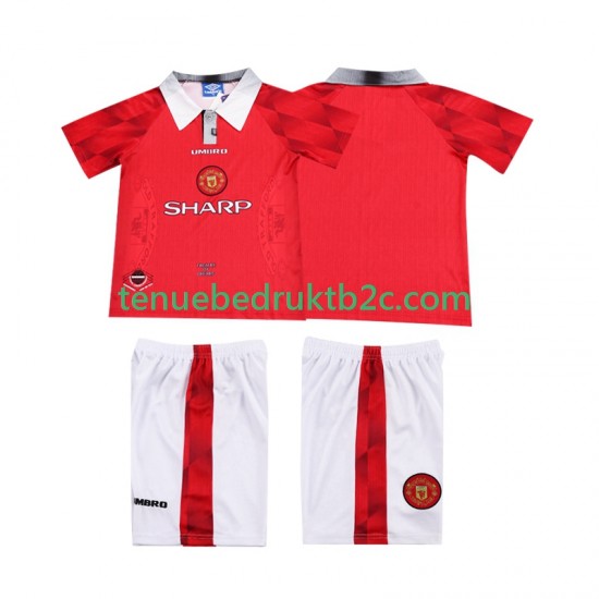 Thuisshirt Retro Manchester United 1996 1997 Voetbalteneu Kinderen S-S