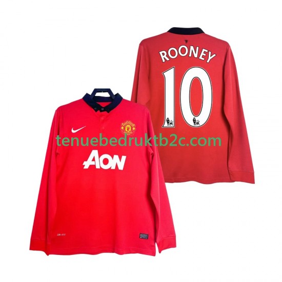 Thuisshirt Retro Manchester United Rooney 10 2013 2014 Mannen L-S