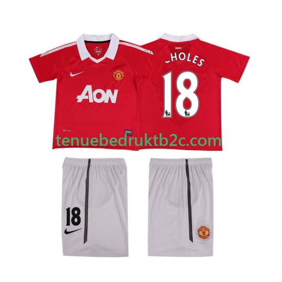 Thuisshirt Retro Manchester United SCHOLES 18 Voetbalteneu Kinderen 2011 2010 S-S