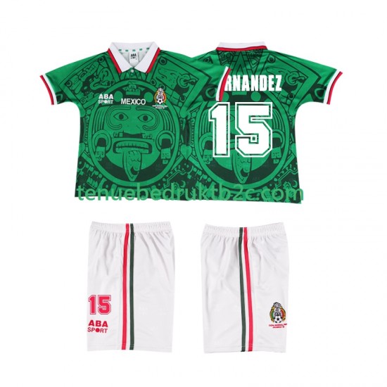 Thuisshirt Retro Mexico HERNANDEZ 15 Voetbalteneu Kinderen 1998 S-S