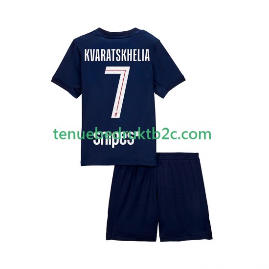 Thuisshirt Paris Saint-Germain Khvicha Kvaratskhelia 7 Voetbalteneu Kinderen 2025-26 S-S