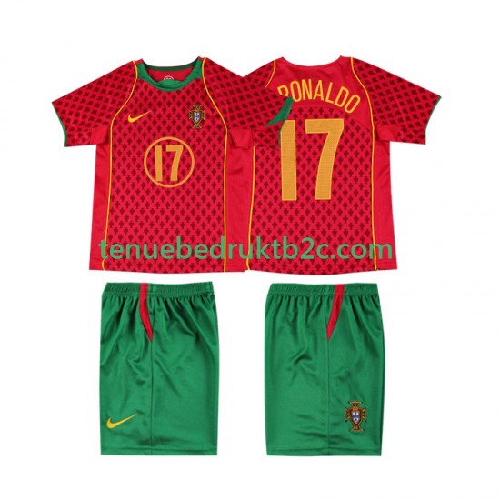 Thuisshirt Retro Portugal Cristiano Ronaldo 17 Voetbalteneu Kinderen 2004 S-S