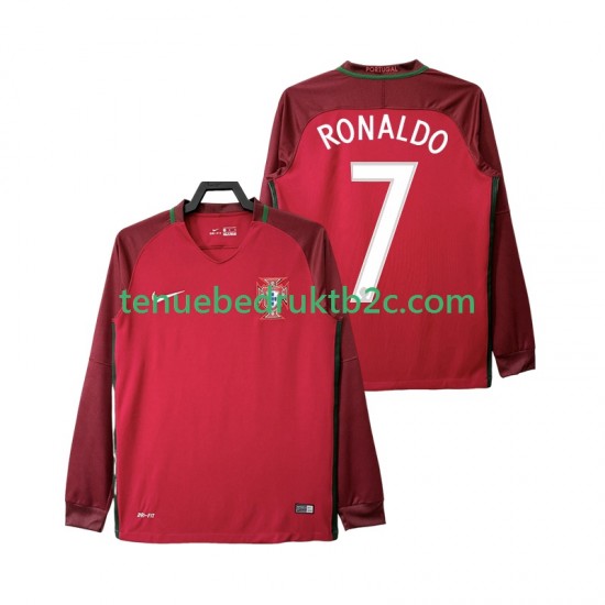 Thuisshirt Retro Portugal Cristiano Ronaldo 7 2016 Mannen L-S