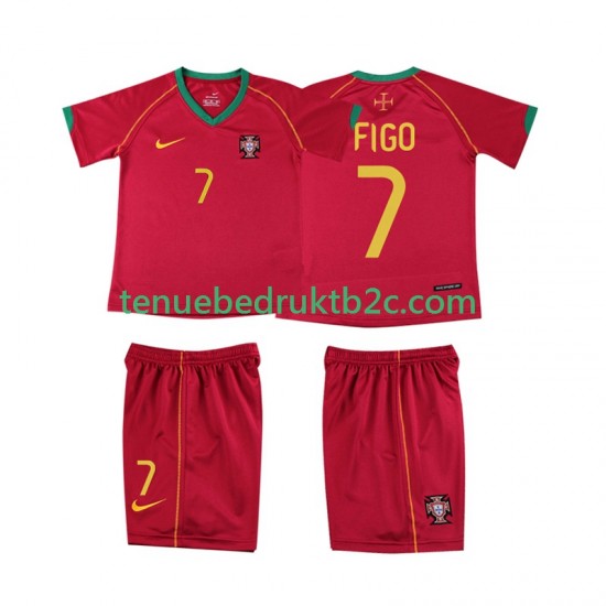 Thuisshirt Retro Portugal FIGO 7 Voetbalteneu Kinderen 2006 S-S
