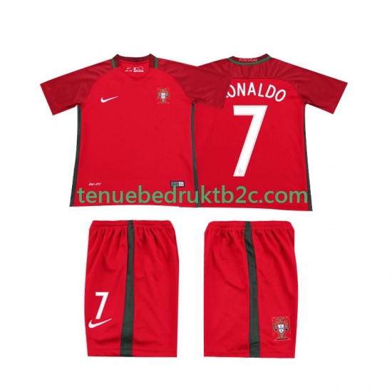 Thuisshirt Retro Portugal RONALDO 7 2016 Voetbalteneu Kinderen S-S