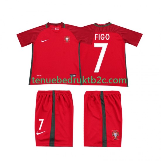Thuisshirt Retro Portugal FIGO 7 2016 Voetbalteneu Kinderen S-S