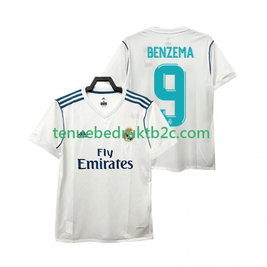 Thuisshirt Retro Real Madrid BENZEMA 9 2017 2018 Mannen S-S