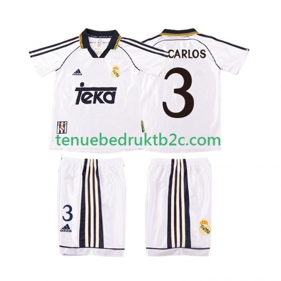 Thuisshirt Retro Real Madrid R CARLOS 3 2000 Voetbalteneu Kinderen 1998 S-S