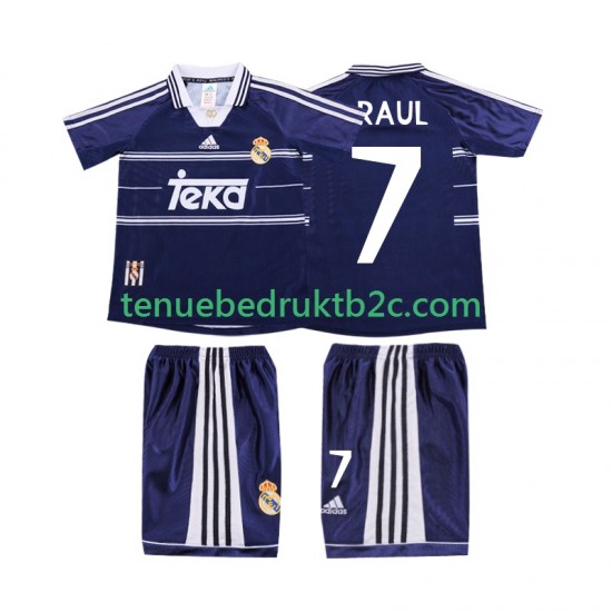 Uitshirt Retro Real Madrid RAUL 7 Voetbalteneu Kinderen 1998 1999 S-S