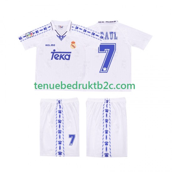 Thuisshirt Retro Real Madrid RAUL 7 1996 1997 Voetbalteneu Kinderen S-S