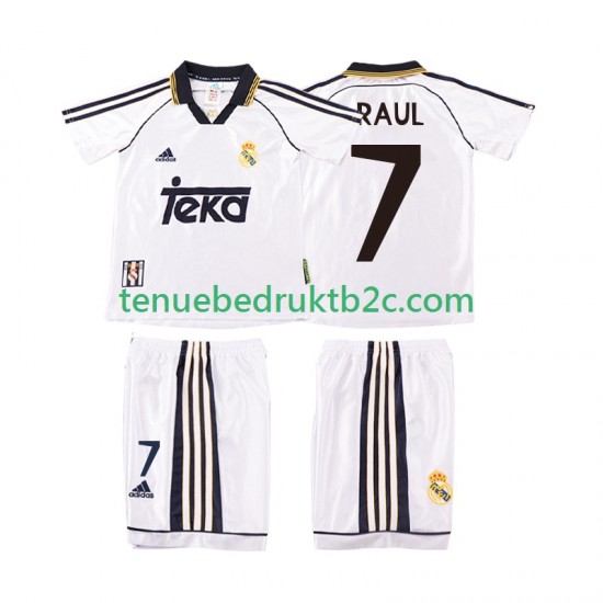 Thuisshirt Retro Real Madrid RAUL 7 2000 Voetbalteneu Kinderen 1998 S-S