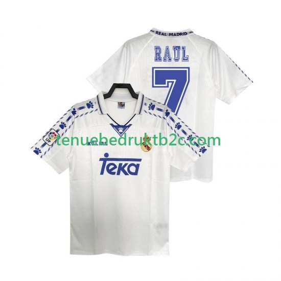 Thuisshirt Retro Real Madrid RAUL 7 1996 1997 Mannen S-S