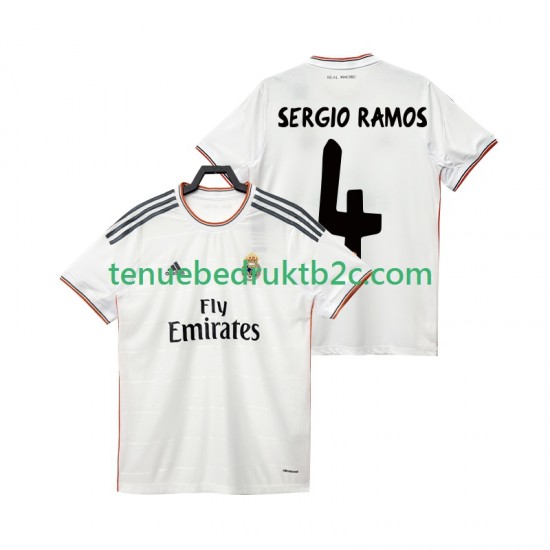 Thuisshirt Retro Real Madrid SERGIO RAMOS 4 2013 2014 Mannen S-S