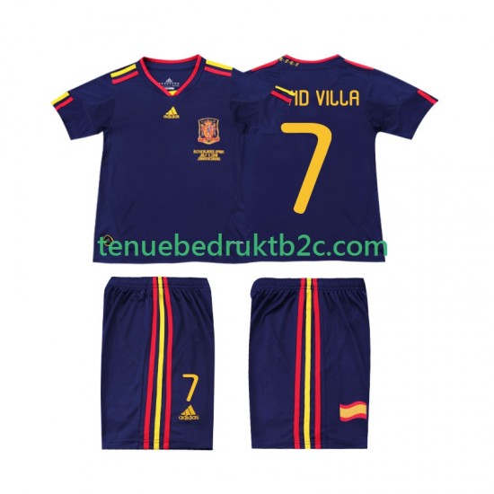 Uitshirt Retro Spanje DAVID VILLA 7 Voetbalteneu Kinderen 2010 S-S