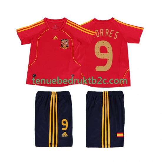 Thuisshirt Retro Spanje TORRES 9 Voetbalteneu Kinderen 2008 S-S