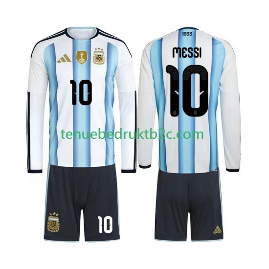 Thuisshirt Argentinië Lionel Messi 10 Voetbalteneu Kinderen WK 2026 L-S
