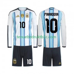 Thuisshirt Argentinië Maradona 10 Voetbalteneu Kinderen WK 2026 L-S