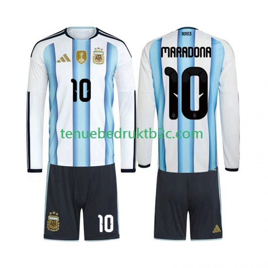 Thuisshirt Argentinië Maradona 10 Voetbalteneu Kinderen WK 2026 L-S