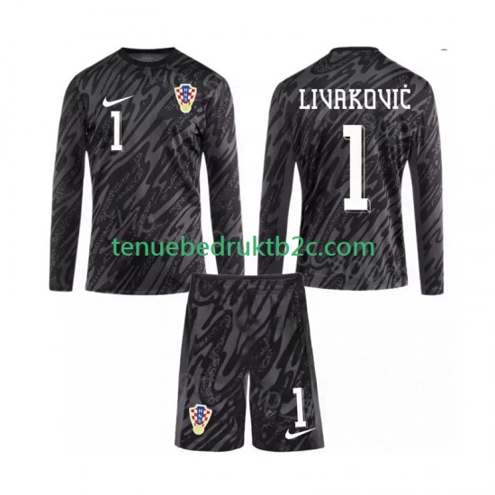3de shirt Kroatië Keeper DOMINIK LIVAKOVIC 1 Voetbalteneu Kinderen 2024 L-S