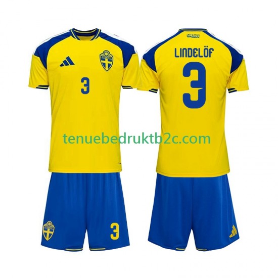 Thuisshirt Zweden Victor Lindelof 3 Voetbalteneu Kinderen 2026 S-S
