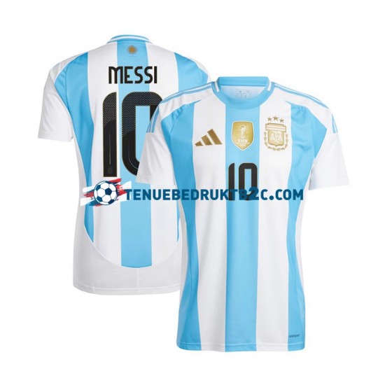 Thuisshirt Argentinië Lionel Messi 10 Copa America Mannen 2024 S-S Blauw Wit