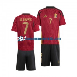 Thuisshirt België De Bruyne 7 Voetbalteneu Kinderen Europacup 2024 S-S Rood