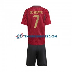 Thuisshirt België De Bruyne 7 Voetbalteneu Kinderen Europacup 2024 S-S Rood