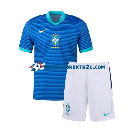 Uitshirt Brazilië Copa America Voetbalteneu Kinderen 2024 S-S Blauw