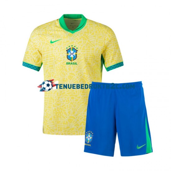 Thuisshirt Brazilië Copa America Voetbalteneu Kinderen 2024 S-S