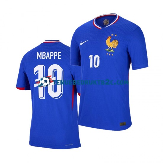 Thuisshirt Frankrijk Kylian Mbappe 10 Mannen Europacup 2024 S-S Blauw