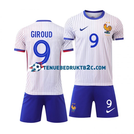 Uitshirt Frankrijk Olivier Giroud 9 Voetbalteneu Kinderen Europacup 2024 S-S Wit