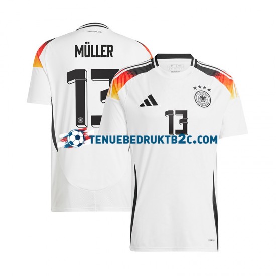 Thuisshirt Duitsland Thomas Muller 13 Mannen Europacup 2024 S-S Wit