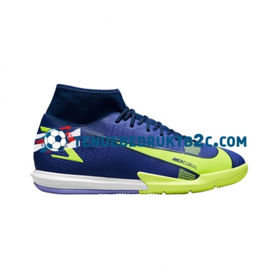 Nike Mercurial Superfly VIII Recharge Academy IC Blauw Geel voetbalschoenen