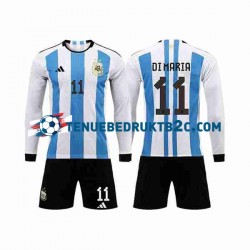 Thuisshirt Argentinië 3 Stars Di Maria 11 Voetbalteneu Kinderen WK 2022 L-S