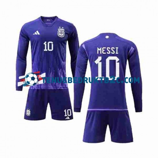 Uitshirt Argentinië 3 Stars Lionel Messi 10 Voetbalteneu Kinderen WK 2022 L-S