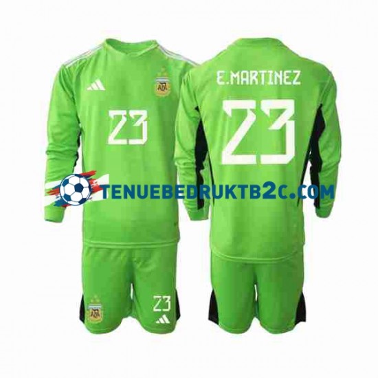 Thuisshirt Argentinië Keeper Emiliano Martinez 23 Voetbalteneu Kinderen WK 2022 L-S