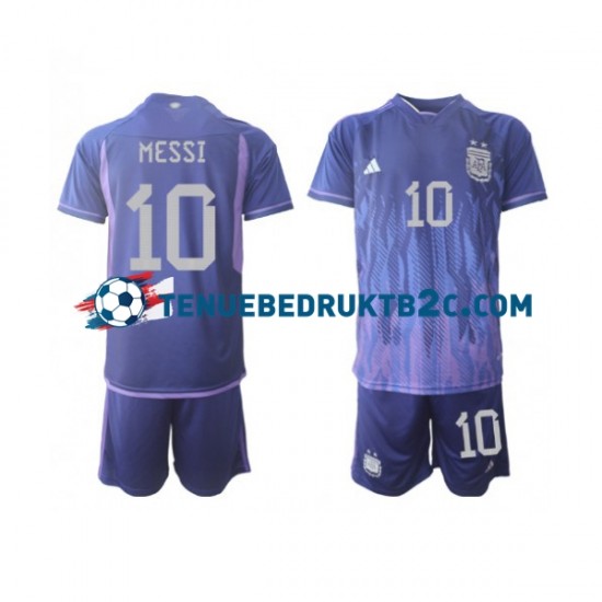 Uitshirt Argentinië Lionel Messi 10 Voetbalteneu Kinderen WK 2022 S-S