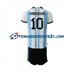 Thuisshirt Argentinië Maradona 10 Voetbalteneu Kinderen WK 2022 S-S