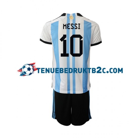 Thuisshirt Argentinië Messi 10 Voetbalteneu Kinderen WK 2022 S-S