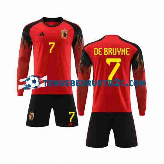 Thuisshirt België De Bruyne 7 Voetbalteneu Kinderen WK 2022 L-S